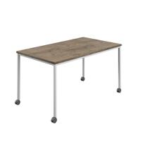 Titan Mobile Rectangular Table  1600 X 600 White/Grey Nebraska Oak