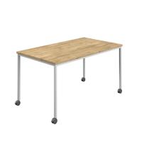Titan Mobile Rectangular Table  1600 X 600 White/Natural Nebraska Oak