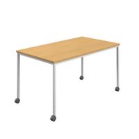 Titan Mobile Rectangular Table  1600 X 600 White/Sorano Oak