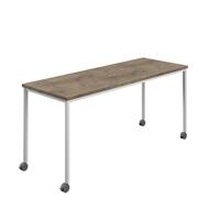 Titan Mobile Rectangular Table  1600 X 800 White/Grey Nebraska Oak