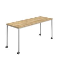 Titan Mobile Rectangular Table  1600 X 800 White/Natural Nebraska Oak