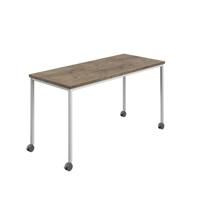 Titan Mobile Rectangular Table  1800 X 600 White/Grey Nebraska Oak