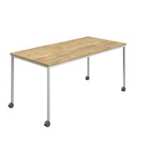 Titan Mobile Rectangular Table  1800 X 800 White/Natural Nebraska Oak