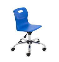 Titan Swivel Junior Chair with Chrome Base and Castors Size 3-4 Blue/Chrome