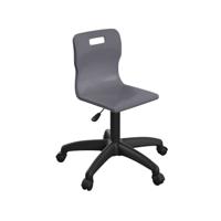 Titan Swivel Junior Chair with Plastic Base and Castors Size 3-4 Charcoal/Black