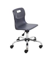 Titan Swivel Junior Chair with Chrome Base and Castors Size 3-4 Charcoal/Chrome