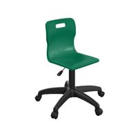 Titan Swivel Junior Chair with Plastic Base and Castors Size 3-4 Green/Black