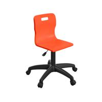 Titan Swivel Junior Chair with Plastic Base and Castors Size 3-4 Orange/Black