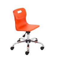 Titan Swivel Junior Chair with Chrome Base and Castors Size 3-4 Orange/Chrome