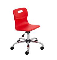 Titan Swivel Junior Chair with Chrome Base and Castors Size 3-4 Red/Chrome