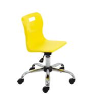 Titan Swivel Junior Chair with Chrome Base and Castors Size 3-4 Yellow/Chrome