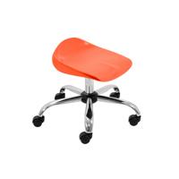 Titan Swivel Junior Stool with Chrome Base and Castors Size 5-6 Orange/Chrome