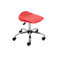 Titan Swivel Senior Stool with Chrome Base and Castors Size 5-6 Red/Chrome