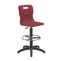 Titan Swivel Senior Chair with Plastic Base, Castors and D-Kit Size 5-6 Fixed D-Kit Burgundy/Black