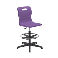 Titan Swivel Senior Chair with Plastic Base, Castors and D-Kit Size 5-6 Adjustable D-Kit Purple/Black