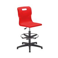 Titan Swivel Senior Chair with Plastic Base, Castors and D-Kit Size 5-6 Adjustable D-Kit Red/Black