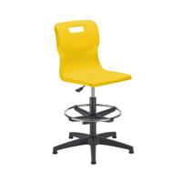 Titan Swivel Senior Chair with Plastic Base, Castors and D-Kit Size 5-6 Adjustable D-Kit Yellow/Black