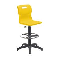 Titan Swivel Senior Chair with Chrome Base, Castors and D-Kit Size 5-6 Fixed D-Kit Yellow/Chrome