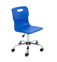 Titan Swivel Senior Chair with Chrome Base and Castors Size 5-6 Blue/Chrome