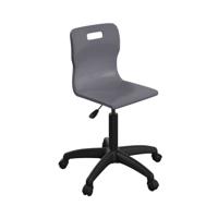 Titan Swivel Senior Chair with Plastic Base and Castors Size 5-6 Charcoal/Black