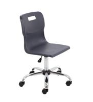 Titan Swivel Senior Chair with Chrome Base and Castors Size 5-6 Charcoal/Chrome