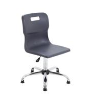 Titan Swivel Senior Chair with Chrome Base and Glides Size 5-6 Charcoal/Chrome