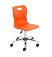 Titan Swivel Senior Chair with Chrome Base and Castors Size 5-6 Orange/Chrome