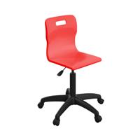 Titan Swivel Senior Chair with Plastic Base and Castors Size 5-6 Red/Black