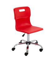 Titan Swivel Senior Chair with Chrome Base and Castors Size 5-6 Red/Chrome