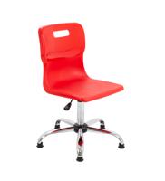 Titan Swivel Senior Chair with Chrome Base and Glides Size 5-6 Red/Chrome