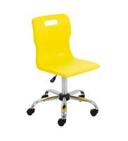 Titan Swivel Senior Chair with Chrome Base and Castors Size 5-6 Yellow/Chrome