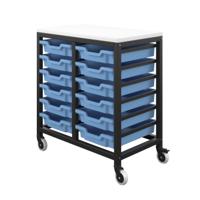 Titan Storage Unit with Tray Drawers 12 Shallow Drawers (F1) Blue/Black