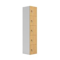 Five Door Unit Complete with Shelf, Coat Hooks, Cam Lock (FSC) Sorano Oak