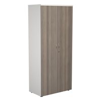 1800 Wooden Cupboard (450mm Deep) White Carcass Grey Oak Doors