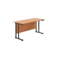 Twin Upright Rectangular Desk: 600mm Deep  1200X600 Beech/Black