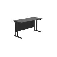 Twin Upright Rectangular Desk: 600mm Deep (FSC) 1200X600 Black/Black