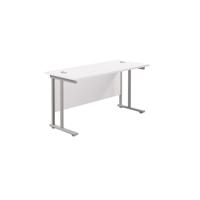 Twin Upright Rectangular Desk: 600mm Deep (FSC) 1200X600 White/Silver