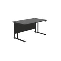 Twin Upright Rectangular Desk: 800mm Deep (FSC) 1200X800 Black/Black