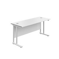 1400X600 Twin Upright Rectangular Desk White-White