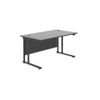 Twin Upright Rectangular Desk: 800mm Deep  1400X800 Black/Black
