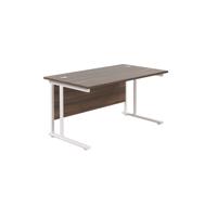 Twin Upright Rectangular Desk: 800mm Deep (FSC) 1400X800 Dark Walnut/White