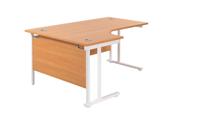 Twin Upright Left Hand Radial Desk  1600X1200 Beech/White