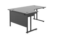 Twin Upright Left Hand Radial Desk  1600X1200 Black/Black