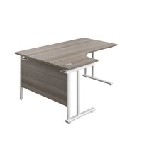 1600X1200 Twin Upright Left Hand Radial Desk Grey Oak-White + Desk High Ped