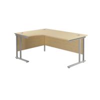 Twin Upright Left Hand Radial Desk (FSC) 1600X1200 Maple/Silver
