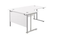 Twin Upright Left Hand Radial Desk (FSC) 1600X1200 White/Silver
