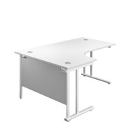 1600X1200 Twin Upright Left Hand Radial Desk White-White + Desk High Ped