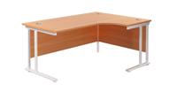 Twin Upright Right Hand Radial Desk  1600X1200 Beech/White