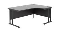 Twin Upright Right Hand Radial Desk  1600X1200 Black/Black