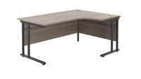 Twin Upright Right Hand Radial Desk  1600X1200 Grey Oak/Black